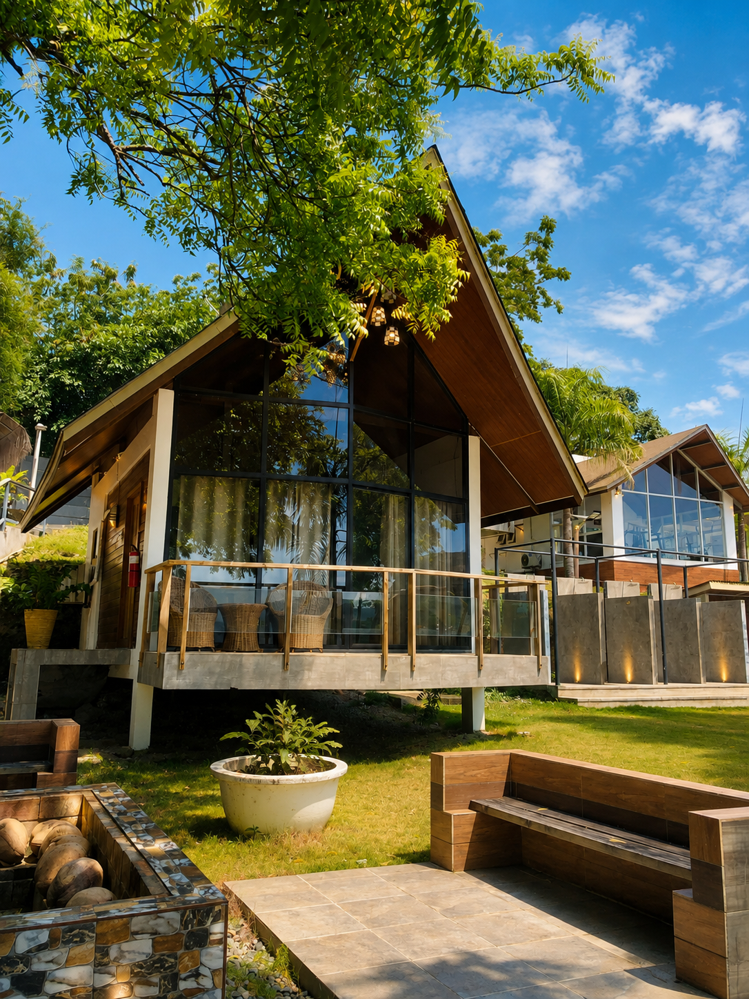 A-frame accommodation at Andreas White House Beach Resort